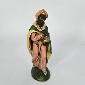 Vintage Fontanini Standing Black Wise Man King Nativity Figure Paper Mache Italy